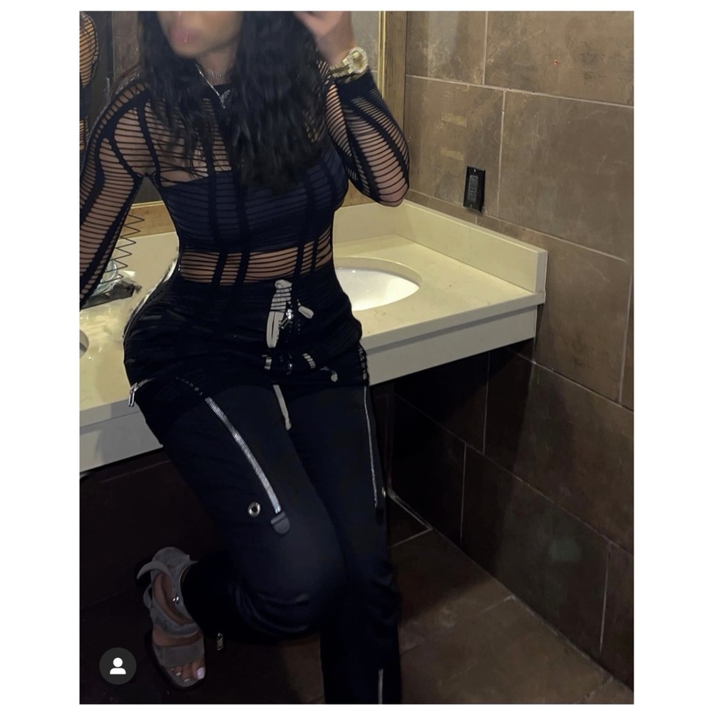 Zip-Up Pocket Drawstring Pants